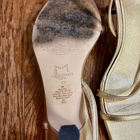 Marc Fisher Gold Kitten Heel Sandals - Picture 3 of 3